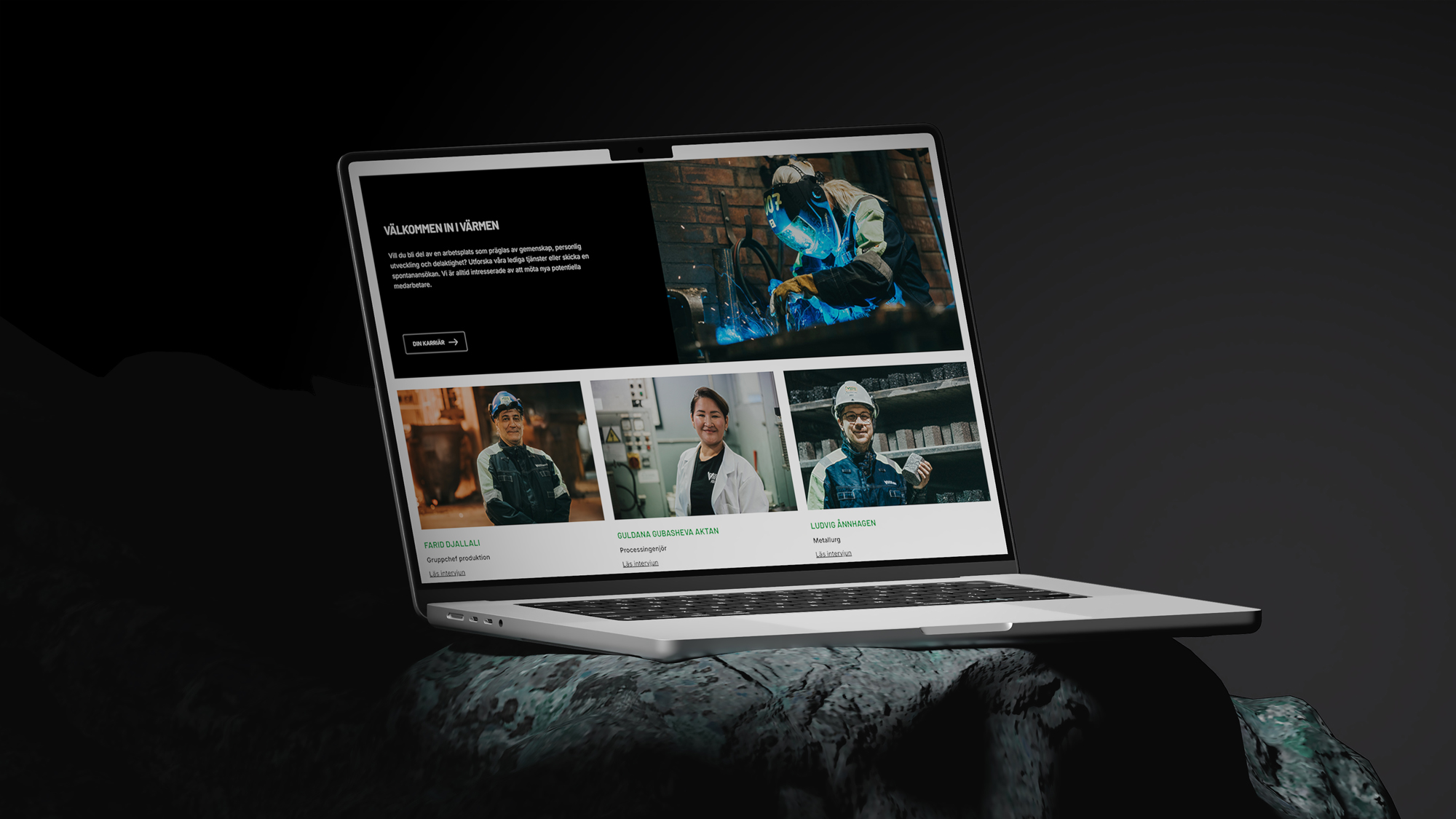 Vargön Alloys webbutdrag på sten